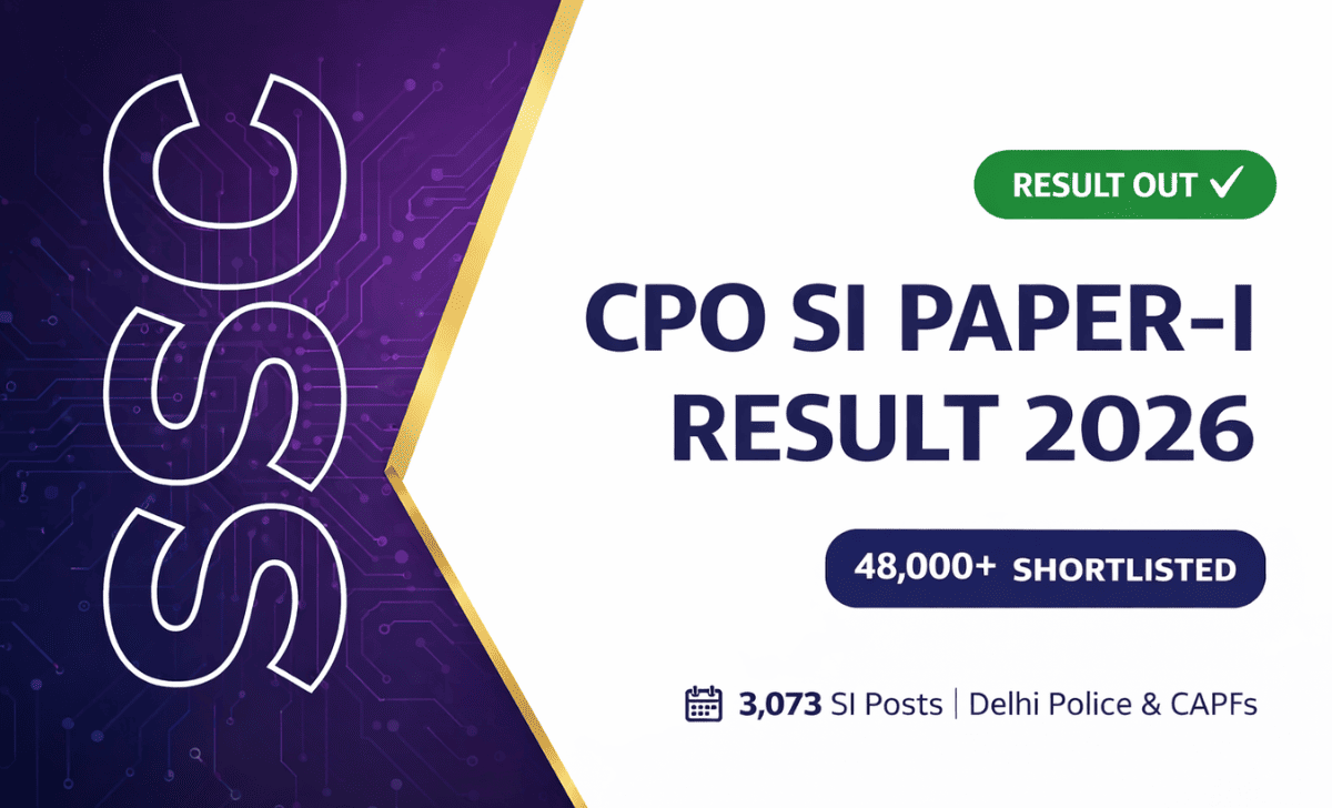 SSC CPO SI Paper-I Result 2026