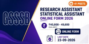 GSSSB Research Assistant Statistical Assistant Online Form 2026