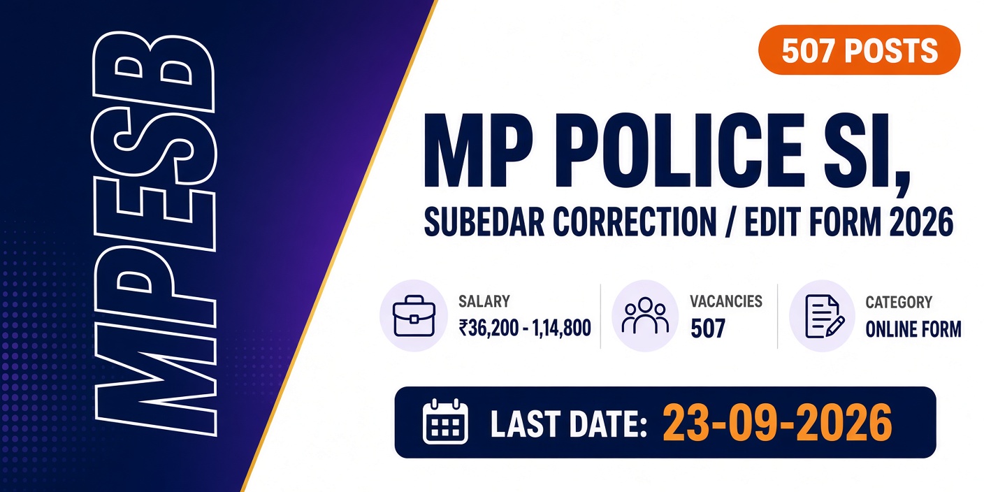 MP Police SI, Subedar Correction / Edit Form