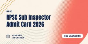 RPSC Sub Inspector Admit Card 2026