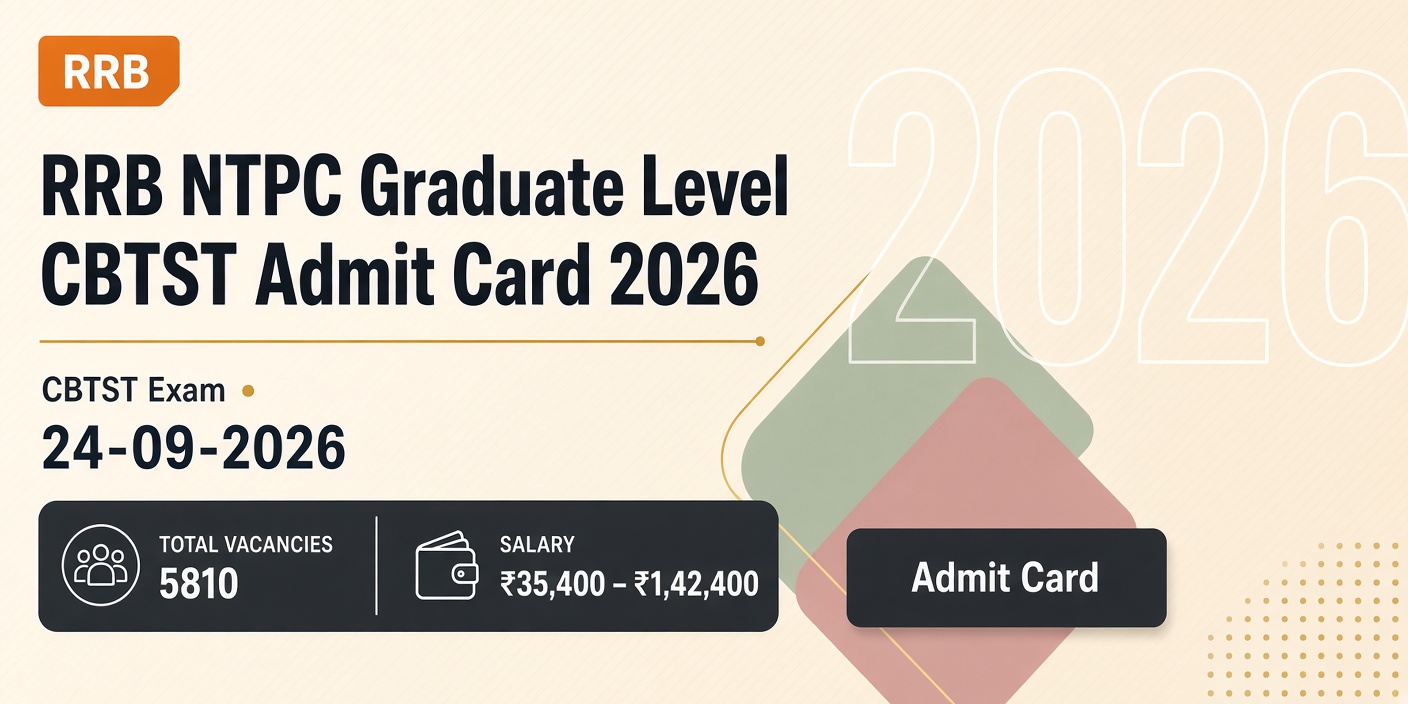 RRB NTPC Graduate Level CBTST Admit Card
