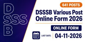 DSSSB Various Post Online Form 2026