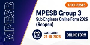 MPESB Group 3 Sub Engineer Online Form 2026 (Reopen)