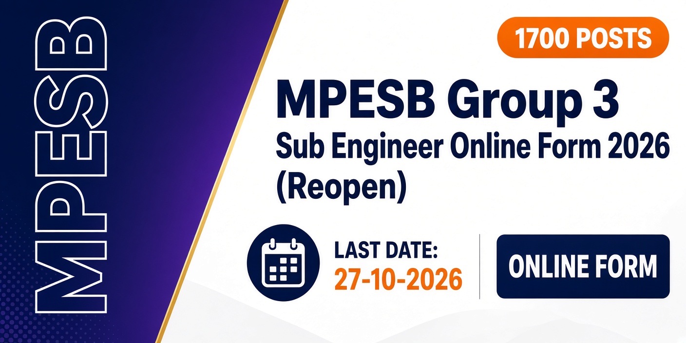 MPESB Group 3 Sub Engineer Online Form 2026 (Reopen)