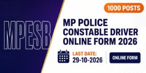 MPESB MP Police Constable Driver Online Form 2026