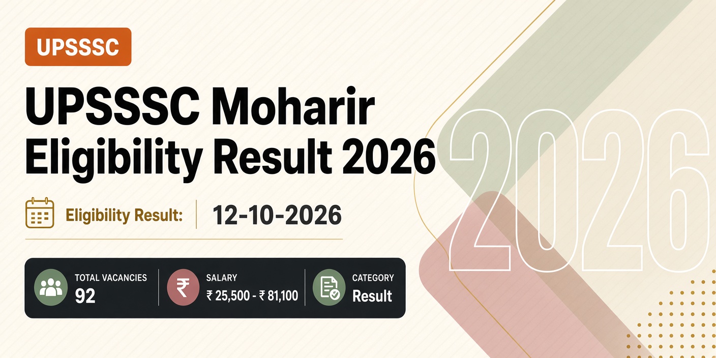 UPSSSC Moharir Eligibility Result